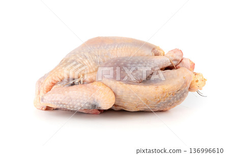Helmeted guinea fowl raw meat isolated 136996610