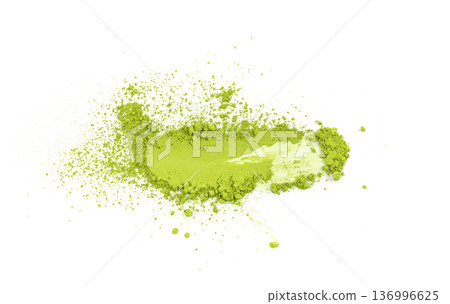 Matcha powder isolated, green tea pile Matcha powder isolated, green tea pile 136996625