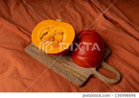 Red kuri squash or hokkaido pumpkin 136996646