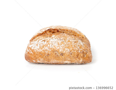 Brown rye bun, square gluten free bread, whole grain healthy breakfast bread Brown rye bun, square gluten free bread, whole grain healthy breakfast bread 136996652