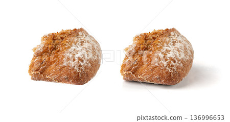 Brown rye bun, square gluten free bread, whole grain healthy breakfast bread Brown rye bun, square gluten free bread, whole grain healthy breakfast bread 136996653