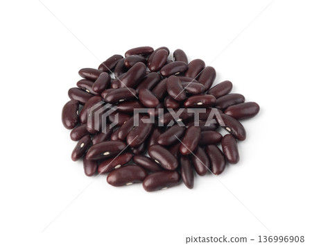 Red kidney beans isolated. Dry legume grains, protein seeds, tasty pea vegetable for salad Red kidney beans isolated. Dry legume grains, protein seeds, tasty pea vegetable for salad 136996908