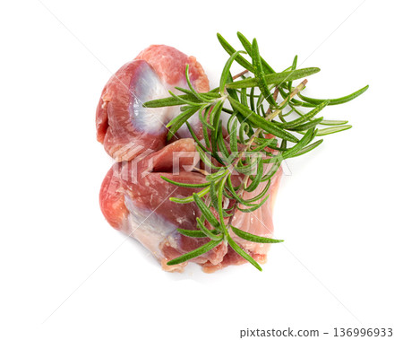 Poultry Offal Isolated, Raw Chicken Stomach, Poultry Giblets, Fresh Turkey Stomach, Chicken Gizzard 136996933