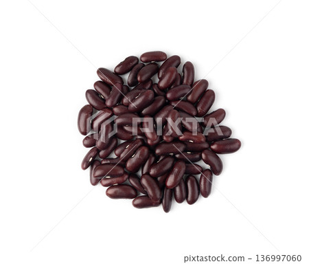 Red kidney beans isolated. Dry legume grains, protein seeds, tasty pea vegetable for salad Red kidney beans isolated. Dry legume grains, protein seeds, tasty pea vegetable for salad 136997060