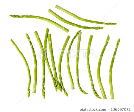 Raw Garden Asparagus, Fresh Green Spring Vegetables, Asparagus Officinalis Edible Sprouts 136997071
