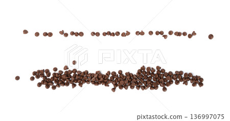 Chocolate Chips Isolated, Scattered Chocolate Sprinkles, Decorative Cocoa Drops, Cookie Decoration Ingredient Chocolate Chips Isolated, Scattered Chocolate Sprinkles, Decorative Cocoa Drops, Cookie Decoration Ingredient 136997075