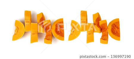 Butternut squash isolated on white. Raw fresh autumn pumpkin, ripe orange gourd 136997190
