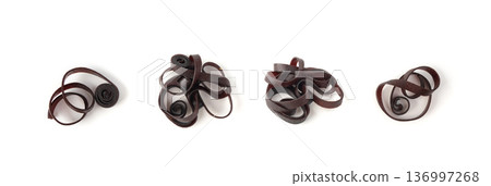 Fruit leather rolls isolated. Plum apple pastila, pastille healthy candy snack 136997268