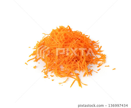 Fresh Finely Grated Carrots Isolated 136997434