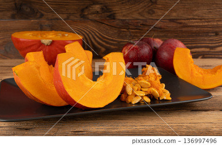 Red kuri squash or hokkaido pumpkin 136997496
