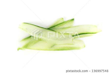 Cucumber cut isolated, cucumber slices, green vegetable cuts for salad isolated Cucumber cut isolated, cucumber slices, green vegetable cuts for salad isolated 136997548