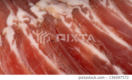 Cured carbonara pork macro background 136997572