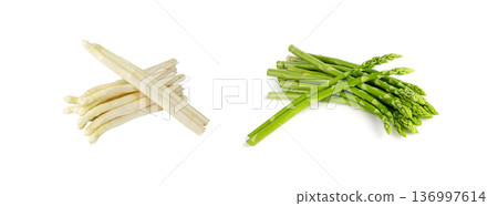 White Asparagus Isolated, Raw Garden Vegetables Bunch, Edible Sprouts of Asparagus Officinalis 136997614