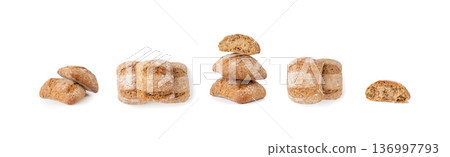 Brown rye bun, square gluten free bread, whole grain healthy breakfast bread Brown rye bun, square gluten free bread, whole grain healthy breakfast bread 136997793