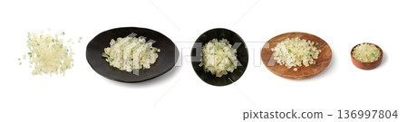 Candied citrus peel isolated. Diced succade from the citron or citrus medica Candied citrus peel isolated. Diced succade from the citron or citrus medica 136997804