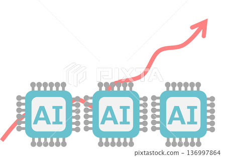 Illustration of a businesswoman using AI 136997864