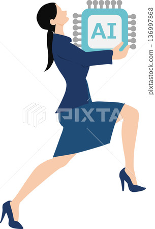 使用 AI 的女商人的插圖 使用 AI 的女商人的插圖 136997868