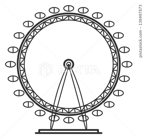 Ferris wheel line icon. City travel landmark Ferris wheel line icon. City travel landmark 136997873