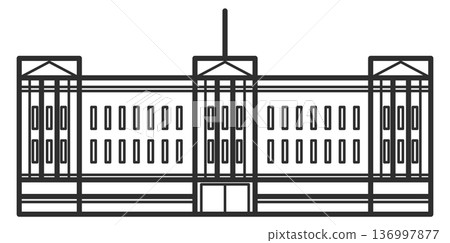 Old architecture line icon. Traditional city building 136997877