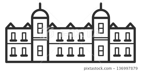 Old urban building. City landmark line icon 136997879