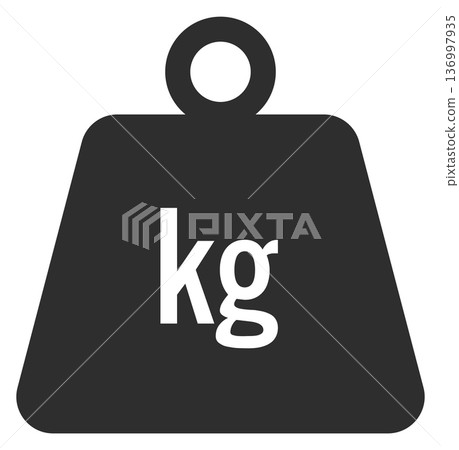 Kilogram black icon. Mass measure symbol. Kilo sign Kilogram black icon. Mass measure symbol. Kilo sign 136997935