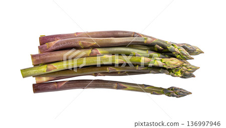 Purple Asparagus Isolated, Raw Garden Vegetables Bunch, Fresh Edible Sprouts of Red Asparagus Officinalis 136997946