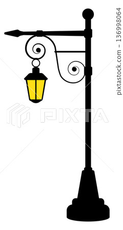 Vintage lantern color icon. Street city lamp 136998064