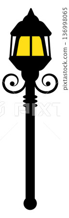 Retro street lamp color icon. Outdoor light 136998065