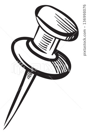 Push pin hand drawn icon. Point doodle 136998076