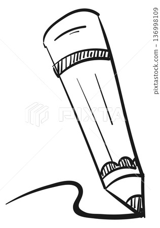 Drawing pencil doodle. Editing or writing tool icon 136998109
