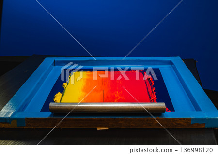 Ink Blending on Screen Frame 136998120