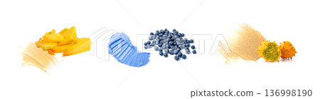 Pumpkin, blueberries and kiwano body scrub texture smears isolated 136998190