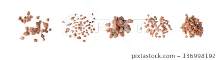 Volcano Stone Isolated, Red Volcanic Pumice, a Cold Piece of Lava, Basalt Extrusive Igneous Rock 136998192