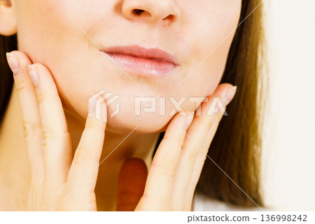 Girl with no makeup, part of face lips Girl with no makeup, part of face lips 136998242