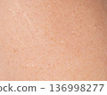 Wet human skin with water drops closeup. Sweat healthy body, macro shower drops on woman skin 136998277