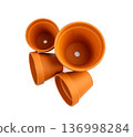 Empty terracotta flower pots, clay garden vase, brown ceramic plant container, garden pottery earthenware 136998284