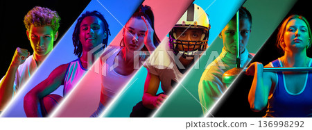 Multi sport composition with athletes in bold studio lighting. Multi sport composition with athletes in bold studio lighting. 136998292