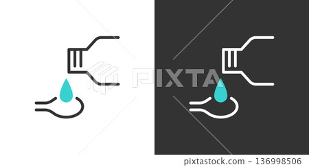 Icon scooping liquid with a spoon Icon scooping liquid with a spoon 136998506