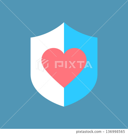 Simple heart and shield icon 136998565