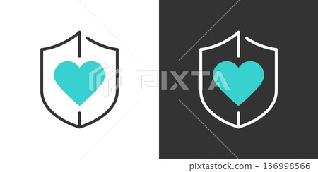 Simple heart and shield icon Simple heart and shield icon 136998566