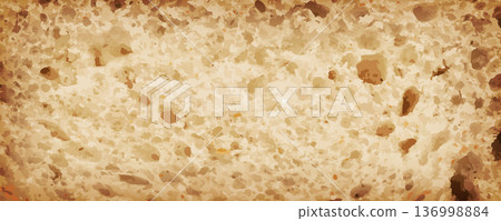 Bread slice macro texture, baked dough pattern. White bread loaf cut close up, wheat toast slice 136998884