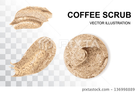 Coffee Scrub Smear Isolated, Body Peeling Cream Sample Coffee Scrub Smear Isolated, Body Peeling Cream Sample 136998889