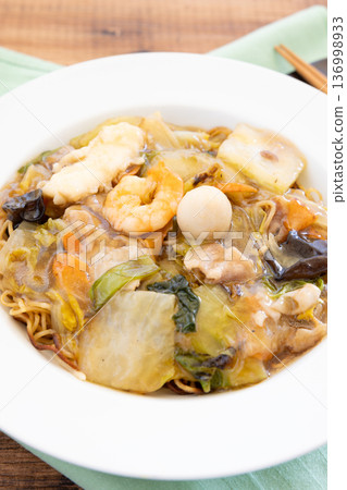 Delicious fried noodles with red bean paste Delicious fried noodles with red bean paste 136998933