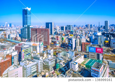 Tokyo cityscape in Japan: View of Shinjuku Kabukicho, Tokyu Kabukicho Tower, trains, Ikebukuro, etc. Tokyo cityscape in Japan: View of Shinjuku Kabukicho, Tokyu Kabukicho Tower, trains, Ikebukuro, etc. 136999161