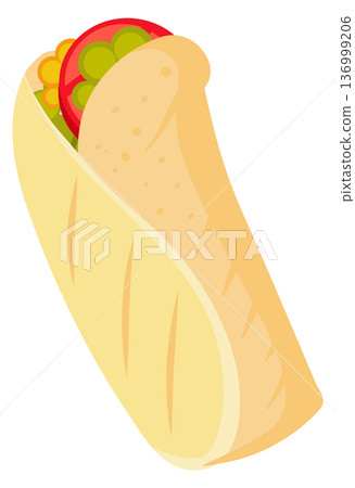 Mexican burrito cartoon icon. National street food Mexican burrito cartoon icon. National street food 136999206