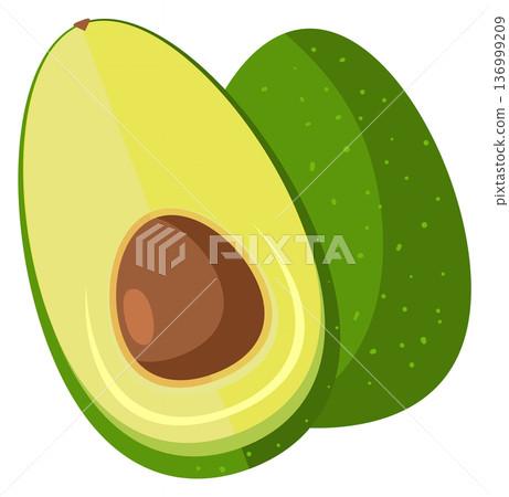 Avocado icon. Diet food cartoon symbol. Half fruit 136999209