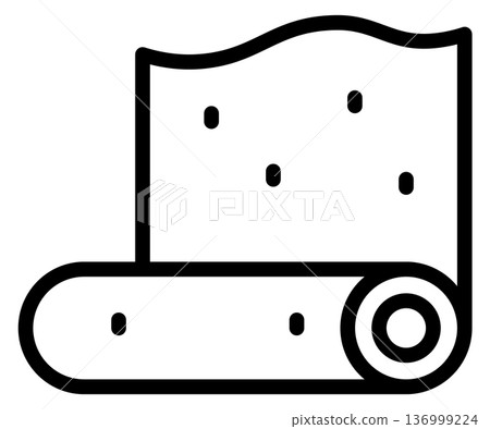 Construction material roll line icon. Insulation symbol Construction material roll line icon. Insulation symbol 136999224