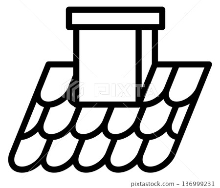 Chimney line icon. Building roof element symbol 136999231