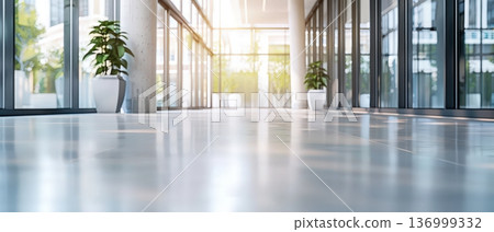 Modern empty office interior with glass walls and natural daylight Modern empty office interior with glass walls and natural daylight 136999332