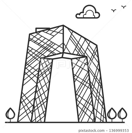 Beijing travel logo. Chinese landmark line icon Beijing travel logo. Chinese landmark line icon 136999353